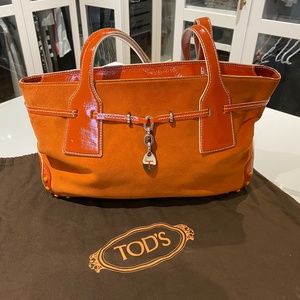 TOD's Suede and Patent Leather Shoulder Bag